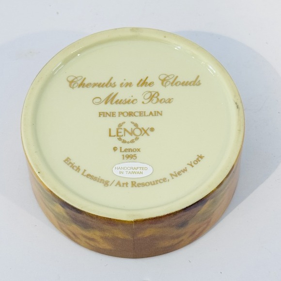 Lenox 1995 Cherubs in the Clouds Music Trinket Box Fine Porcelain LNC Working - Picture 3 of 6